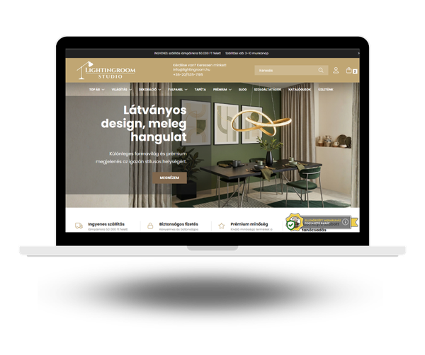 Lightingroom világítás webshop — Code Lane Studio referencia